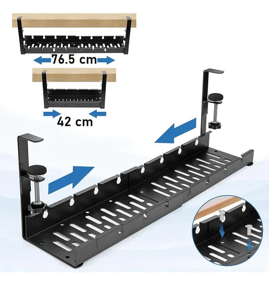 Bandeja Ajustable para Organización de Cables Bajo Escritorio