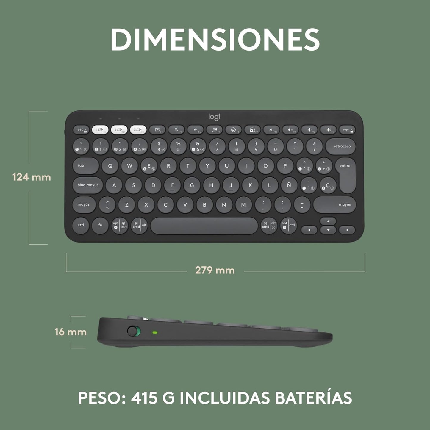 Teclado Inalámbrico Bluetooth Pebble Keys 2 K380s