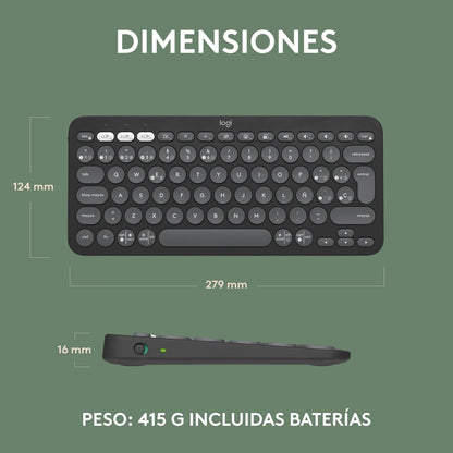 Teclado Inalámbrico Bluetooth Pebble Keys 2 K380s