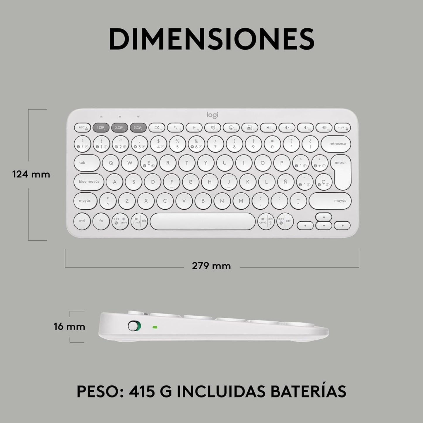 Teclado Inalámbrico Bluetooth Pebble Keys 2 K380s