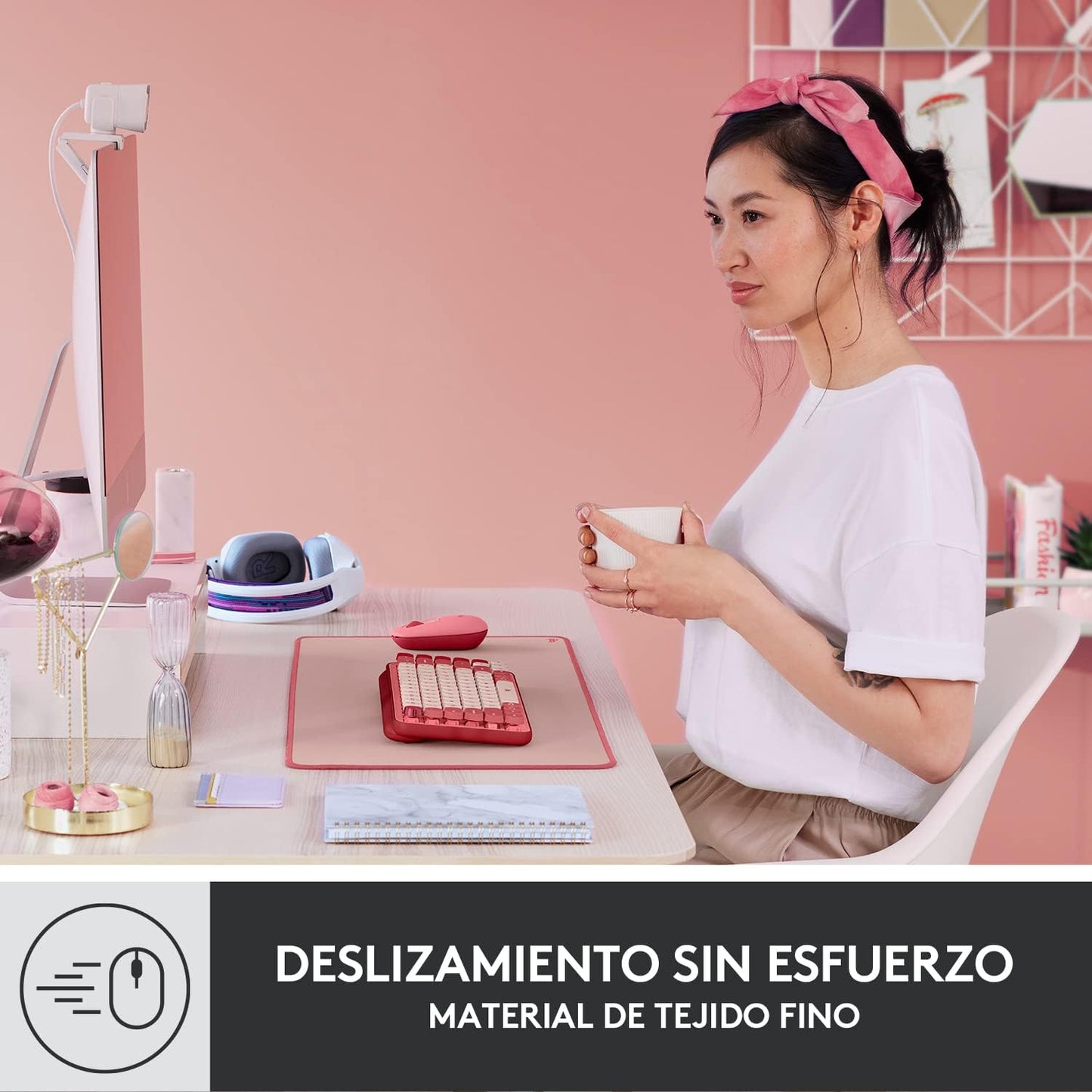 Deskpad Anti-salpicadura 300x700mm (Rosa)