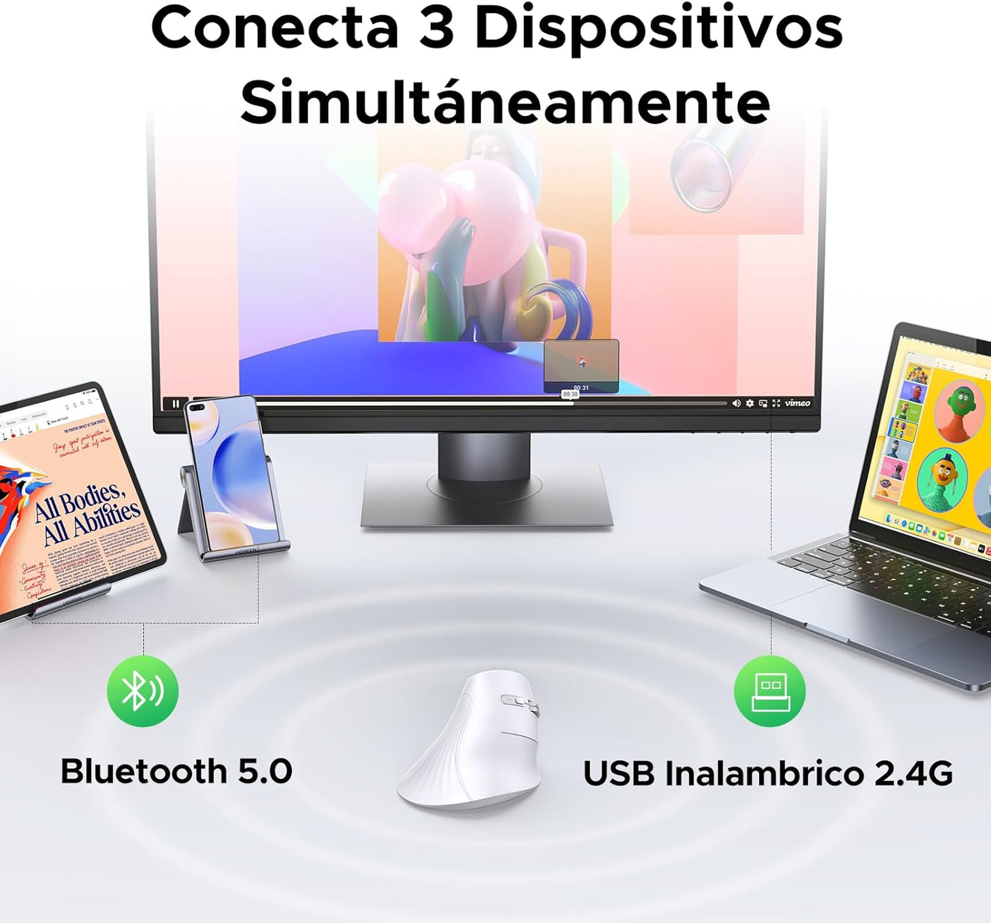 Mouse Vertical Ergonómico Inalámbrico