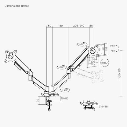 Brazo Soporte para 2 Monitores 17-32"